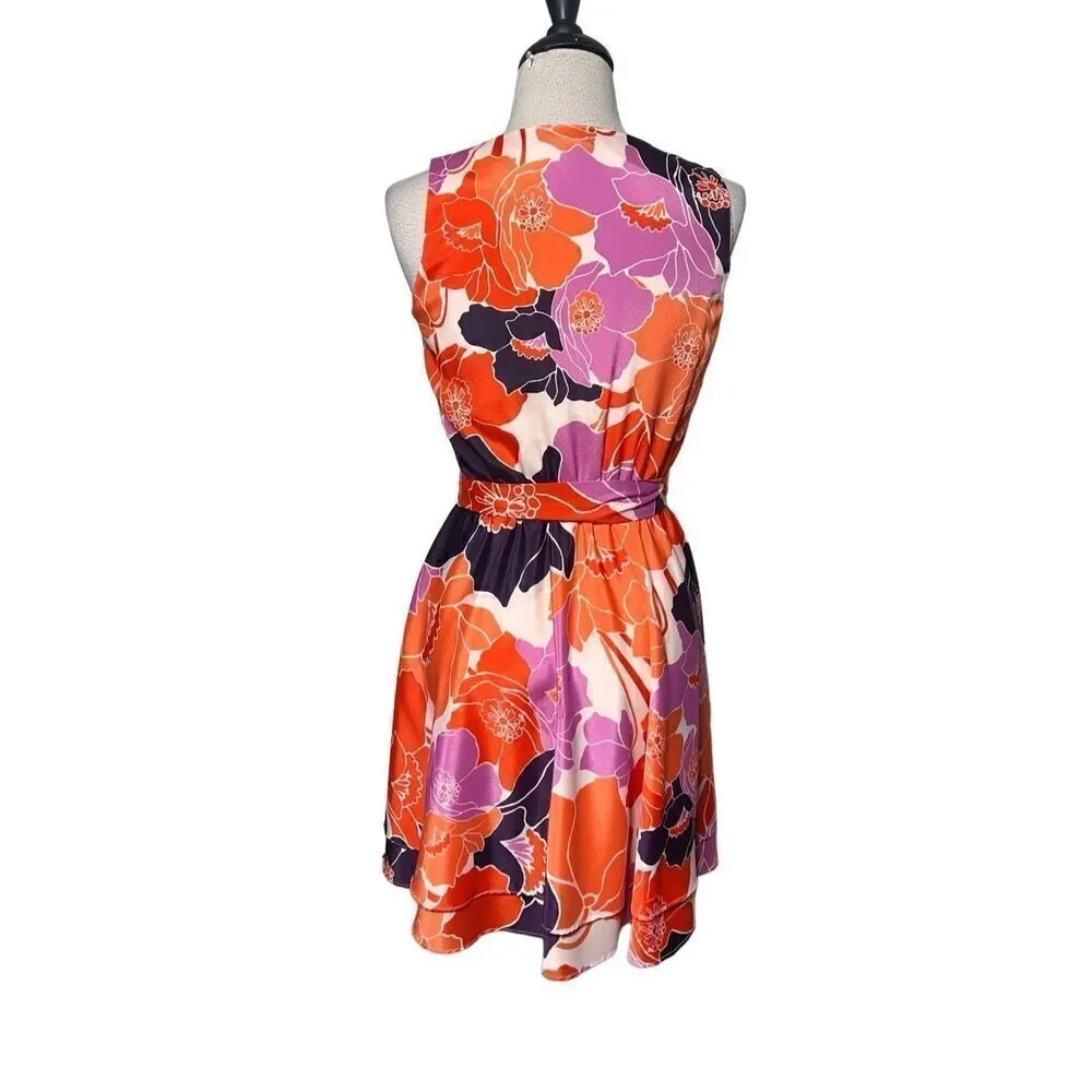 Banana Republic Bright Colored Sleeveless Floral  Summer Dress Size 0